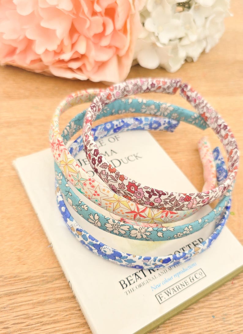 Liberty-Haarbänder, Liberty-Haarbänder, Mädchen-Haarbänder, Blumen-Haarbänder, Pink-Haarbänder, Blumen-Haarbänder - 1,5 cm Bild 5