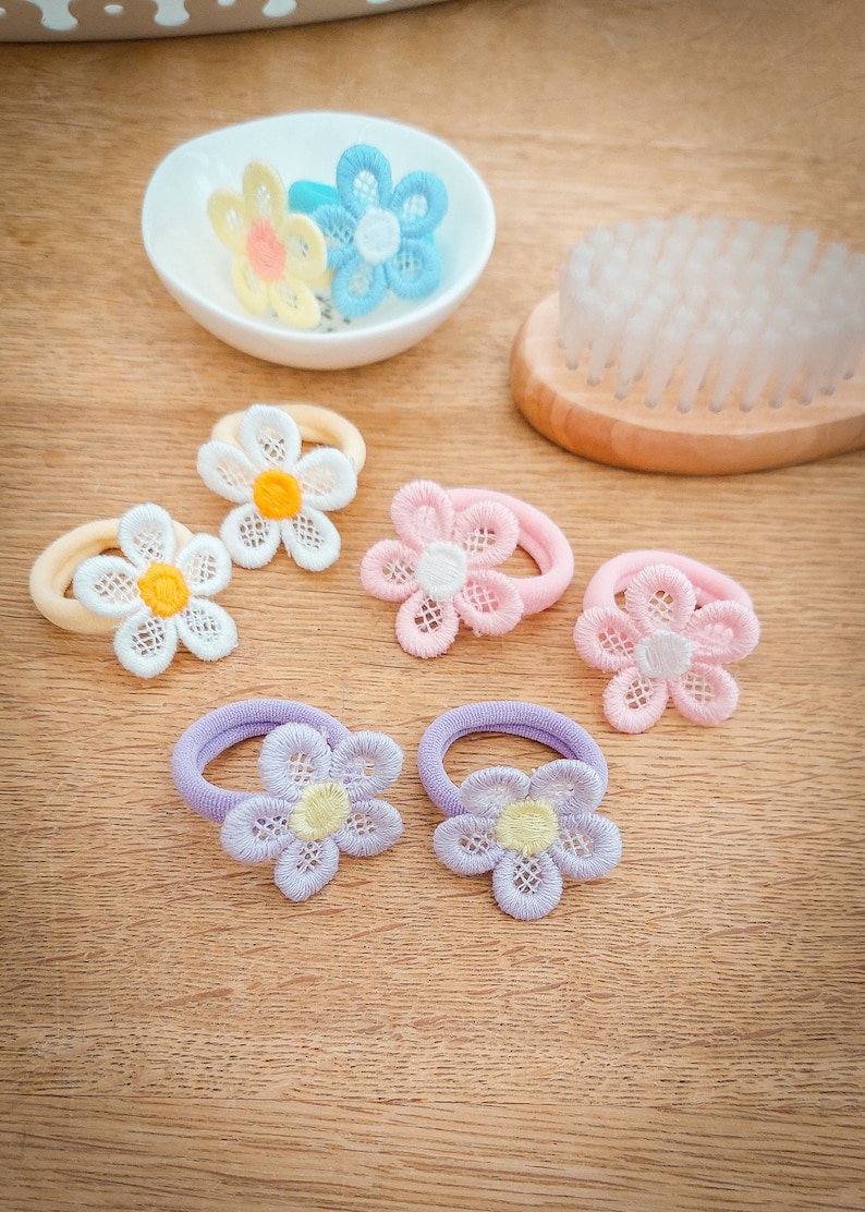 Paire d'élastiques pour cheveux bébé, Bandes pour cheveux pour tout-petits, Bandes pour cheveux pour bébé, Boucles d'oreilles douces, Mini élastiques pour cheveux, Petits élastiques, Bandes sans accroc image 7