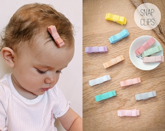 Clips para el cabello del bebé, Clips de presión de arco, Clips de flecos para bebés, Primeros arcos para el cabello, Clips para niños pequeños, Arcos para bebés, Clips para el cabello suaves, Clips para el cabello diminutos