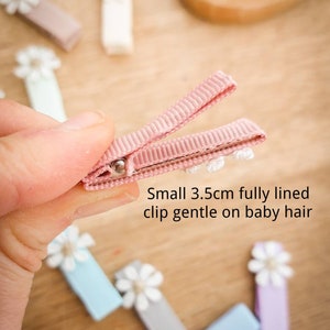 Baby-Haarspangen, gefütterte Clips, Baby-Fransenclips, erste Haarspangen, kleine Haarspangen, Kleinkind-Clips, sanfte Haarspangen, Haarclip-Set Bild 2
