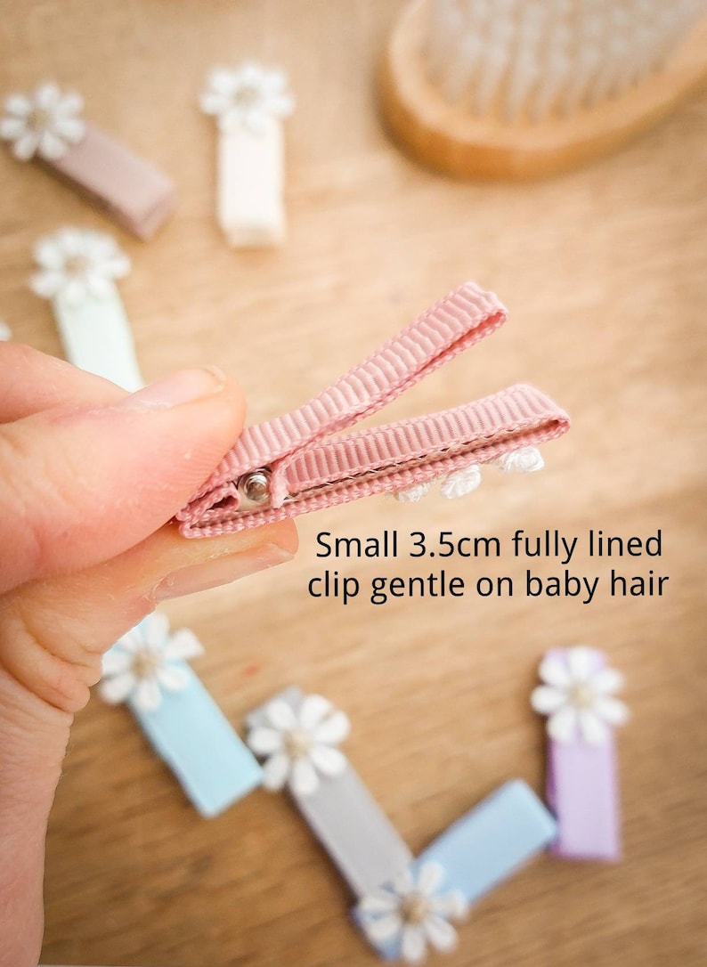 Pinces à cheveux pour bébé, Pinces entièrement doublées, Pinces à franges pour bébé, Premières pinces à cheveux, Petites pinces à cheveux, Pinces pour tout-petits, Pinces à cheveux douces, Ensemble de pinces à cheveux image 2