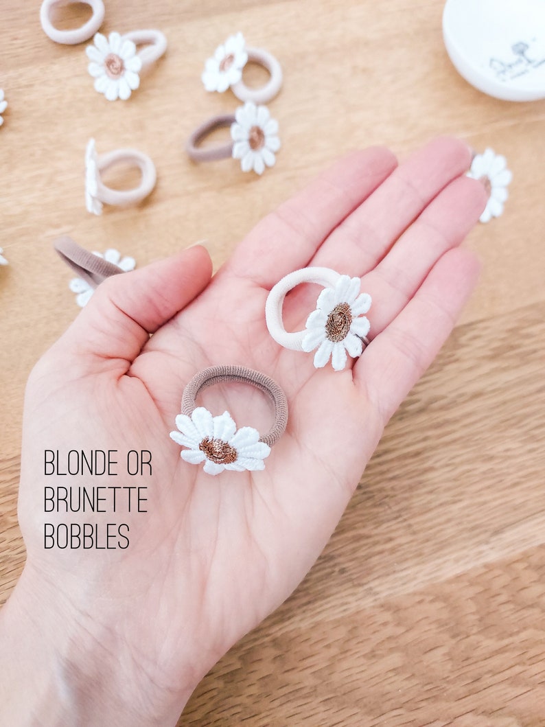 Paire d'élastiques pour cheveux bébé, Bandes pour cheveux pour tout-petits, Élastiques pour cheveux marguerite, Bandes pour cheveux bébé, Bobines doux, Mini élastiques pour cheveux, Petits élastiques, Sans accrocs image 4