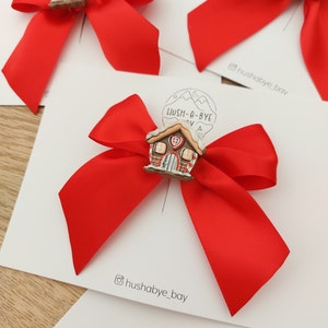 Weihnachtshaarschleifen, festliche Haarspangen, rote Satinschleife, Weihnachtshaarschmuck, Kleinkindbögen, Baby-Haarspange, Strumpffüllergeschenk