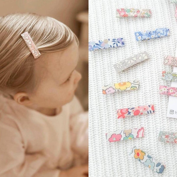 Pinces à cheveux Liberty - été, pinces à franges, tissu Liberty London, pinces à cheveux à fleurs, lot de pinces à cheveux, pinces pour tout-petit, pinces à cheveux pour bébé, barrettes