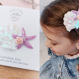Mermaid Hair Clip, Mermaid Shell Hair Clip, Mermaid Party Hair Clip, Toddler Hair Clips, Girls Hair Clips, Mermaid Costume, Sequin Hair Clip