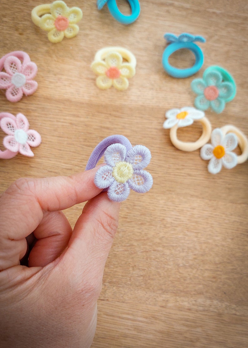 Paire d'élastiques pour cheveux bébé, Bandes pour cheveux pour tout-petits, Bandes pour cheveux pour bébé, Boucles d'oreilles douces, Mini élastiques pour cheveux, Petits élastiques, Bandes sans accroc image 2