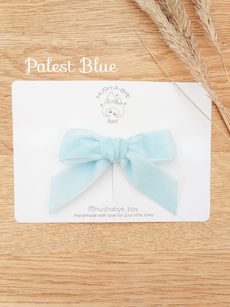 Blue Velvet Hair Bows, Blue Hair Bows, Velvet Bows, Blue Bow, Baby Bows, Toddler Hair Bows, Girls Hair Bows, Flower Girl Bows, Cornflower image 8