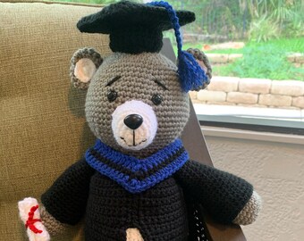 Graduation Bear - Graduation Gift - Unique Graduation Gift - Handmade Graduation Bear - Crochet Graduation Bear