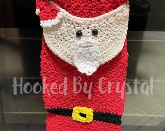 Santa Hanging Towel - Crochet Towel - Santa Kitchen Decoration - Christmas Kitchen - Christmas Decoration - Kitchen Towel