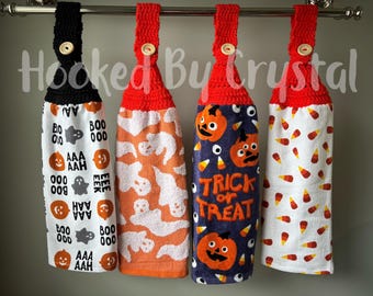 Halloween Hanging Dishtowel - Pumpkin Hanging Dishtowel - Witch Hanging Dishtowel - Bats Hanging Dishtowel - Hanging Dishtowel