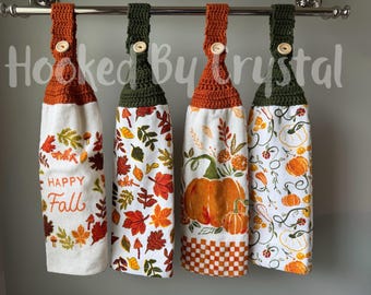 Paño de cocina colgante de otoño - Paño de cocina colgante de calabazas - Paño de cocina colgante de hojas - Paño de cocina colgante