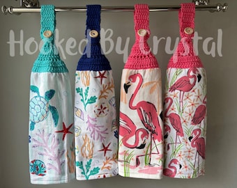 Summer Hanging Dishtowels - Bright Hanging Dishtowels - Hanging Dishtowel - Tropical Hanging Dishtowels - Kitchen Accessories
