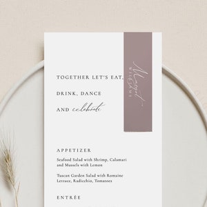 Modello elegante per menù di nozze, menù per la cena di prova, menù per le portate del ricevimento, menù con preventivo personalizzato per matrimonio, festeggiamo - Audrey