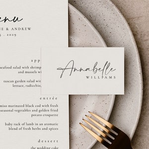 Modèle de marque-place pour mariage, cartes de visite pour réception, marque-places pour plat et tente, marque-places pour dîner de répétition, cartes de visite imprimables - Céline