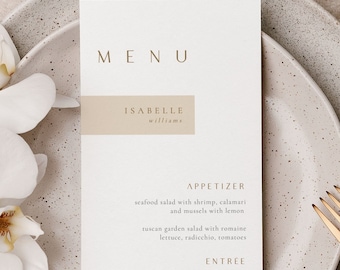 Personalized Wedding Menu Template with Place Card Block (Digital File) - Sophia Sienna Claire