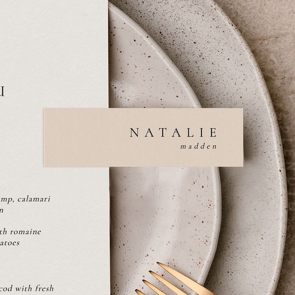 Minimal Wedding Place Cards Template, Slim Wedding Guest Name Cards, Printable Custom Name Cards, Small Place Cards - Claire