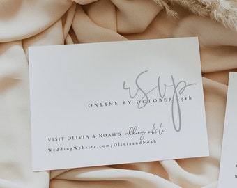 Minimalist Wedding RSVP Card Template: Invitation Response Enclosure Card (Digital) - Isla