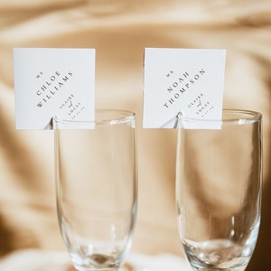 Modèle élégant de marque-places à champagne, marque-places pour verres à liqueur, marque-places pour mariage, plaque nominative pour verre à champagne, plaque pour cadeaux de mariage - Claire