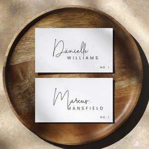 Modern Elegant Wedding Place Cards Template, Editable Printable Simple Wedding Name Cards, Wedding Place Cards - Liv (Dove White)