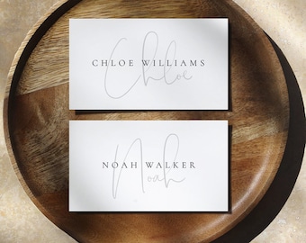 Modernist Wedding Place Cards Template, Wedding Name Cards, Tented Place Card, Flat & Folded Name Cards, Dinner Party Table Setting - Isla