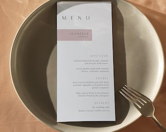 Personalized Wedding Menu Cards PRINTED, Custom Place Card Menu Cards - Sienna Claire