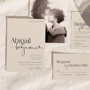 Modern Wedding Invitation Suite Template, Invitation Set with QR Code, Minimalist Wedding Invitation Template Abigail image 6