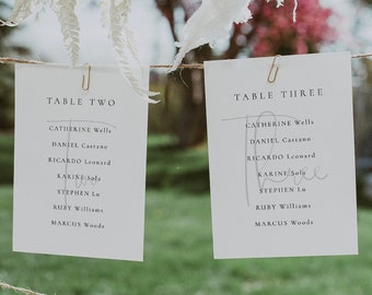 Wedding Table Seating Cards Template, Table Seating Cards Template, Seating Chart Table Cards, Minimal Printable Seating Card - Isla