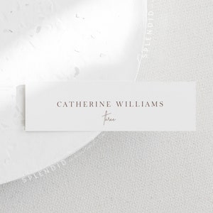 Boho Hochzeit Tischkarte Vorlage, schlanke Tischkarten, braune Namenskarten, Boho Hochzeit Gunst Tags, bearbeitbare druckbare Namenskarte - Hannah