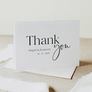 Modello di biglietto di ringraziamento per matrimonio, biglietto di ringraziamento piegato, biglietto di ringraziamento, biglietto di ringraziamento per bomboniera di matrimonio, ringraziamento neutro - Abigail