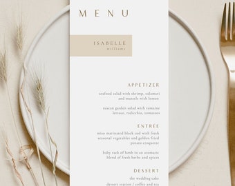 Personalized Wedding Menu Place Card Template: Gold Wedding (Digital Download) - Sienna Sophia