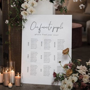 Elegante Hochzeits-Sitzplan-Vorlage, unsere Lieblingsmenschen-Chart Hochzeitsvorlagen, bearbeitbares Hochzeits-Sitzplan, Sitzplan - Olivia