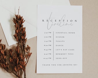 Reception Timeline Card Template, Wedding Agenda Card, Wedding Reception Program Card, Printable Wedding Timeline, Wedding Printables - Isla