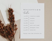Wedding Timeline Card, Reception Timeline, Order of Events - Audrey