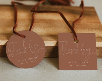 Terracotta Thank You Gift Tag Template: Boho Wedding Favor (Digital Download) - Isla