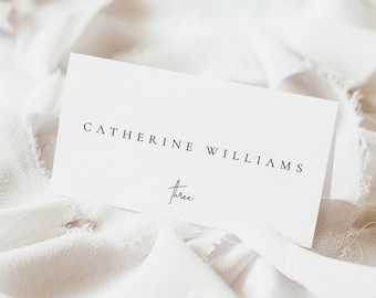 Minimal Modern Wedding Place Cards, Wedding Place Card Template, Wedding Name Cards, Editable Place Cards, Simple Escort Cards - Claire