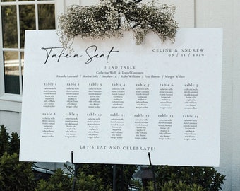 Plantilla moderna para plano de asientos de boda: Diseño paisajístico para mesa principal (Descarga digital) - Celine