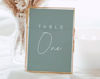 Sage Green Wedding Table Numbers Template (Digital Download) - Liv
