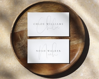 Editable Wedding Place Cards Template, Wedding Name Cards, Folded Place Card Printable, Place Cards Flat and Tented - Isla