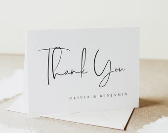 Minimalist Wedding Thank You Card Template with Photo (Digital) - Olivia