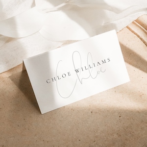 Modelos modernos de cartões de lugar para casamento, cartões elegantes para casamento, cartões de lugar com tenda, cartões para convidados para impressão para eventos especiais - Isla