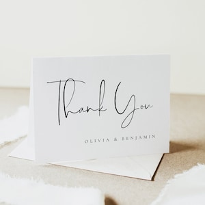 Minimale Hochzeit Dankeskarte mit Foto, Foto Hochzeit Dankeskarte, druckbare Foto Hochzeit Dankeskarte -Olivia