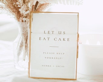 Gold Wedding Cake Sign Template: Minimalist Dessert Table Decor (Digital Download) - Sienna