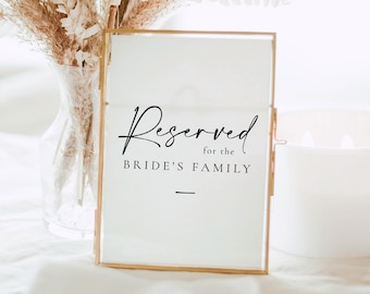 Reserved Table Sign Set: Modern Wedding Decor (Printable Editable) - Celine