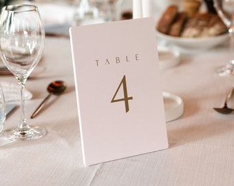 Gold Wedding Table Number Template, Editable Table Number Sign, Printable Event Table Number Sign, Minimal Table Number Seating - Sienna