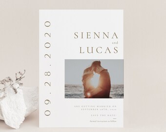 Modern Save the Date Template with Photo, Save the Date Postcard, Save the Date Postcard Template, Printable Save the Date - Sienna