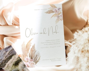 Tropical Wedding Invitation Template: Modern Floral Design (Digital Download) - Ava