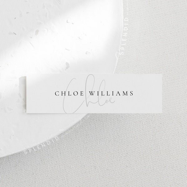 Wedding Name Cards Template, Slim Place Cards, Unique Wedding Name Tags, Minimalist Place Cards, Printable Favors Tag - Isla