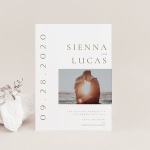 Moderne Save the Date Vorlage mit Foto, Save the Date Postkarte, Save the Date Postkartenvorlage, Printable Save the Date - Sienna