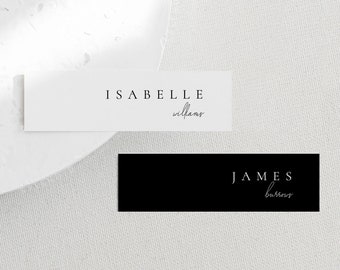 Modern Wedding Name Card Template, Slim Wedding Place Cards, Reception Guest Name Tags, Custom Long Place Cards - Claire