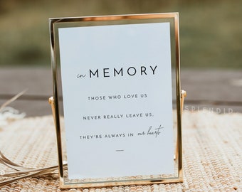 In Loving Memory Sign Template, In Memory Sign, Printable Wedding Sign, Wedding Printable Templates, Printable In Memory Sign - Liv